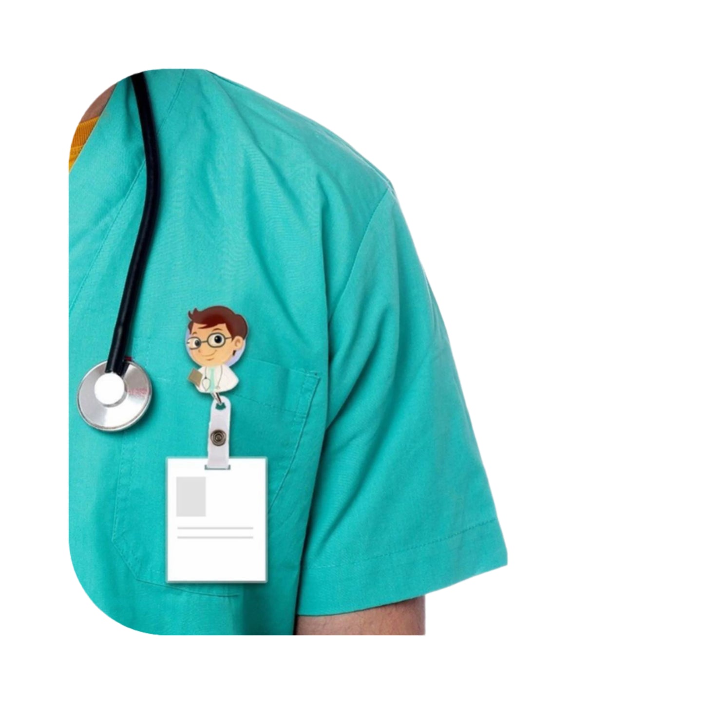 Cartoon Nurse Retractable Reel Badge Holder