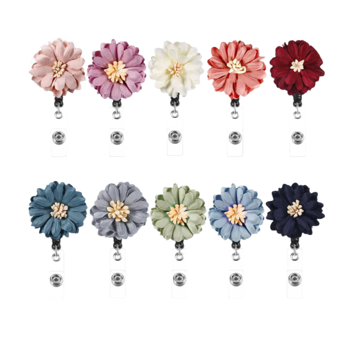 Flower Retractable Reel Badge Holder