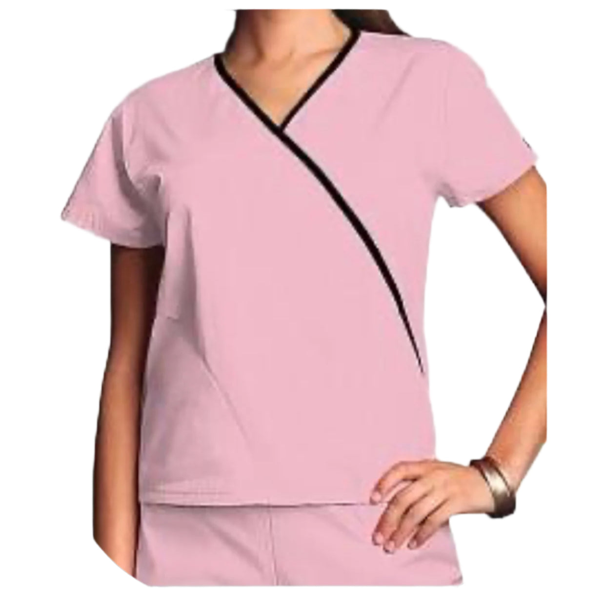 Cherokee Mini Wrap Contrast Solid Scrub Top