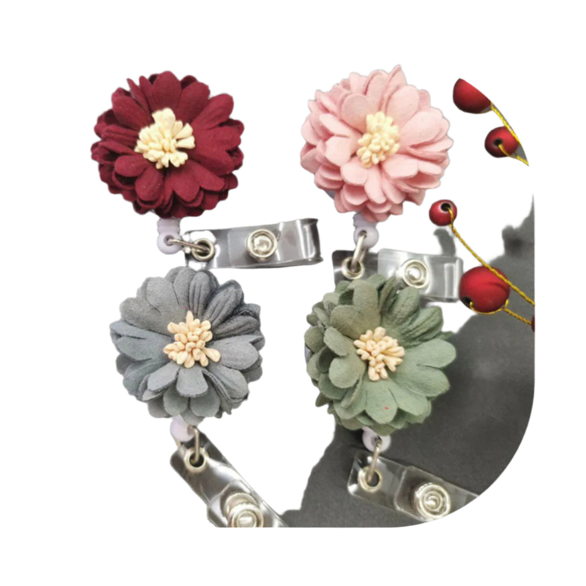 Flower Retractable Reel Badge Holder