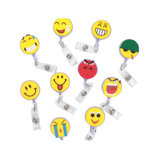 Face Emoji Retractable Reel Badge Holder