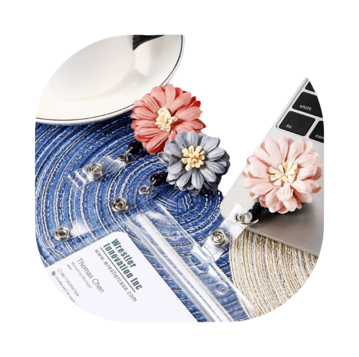 Flower Retractable Reel Badge Holder