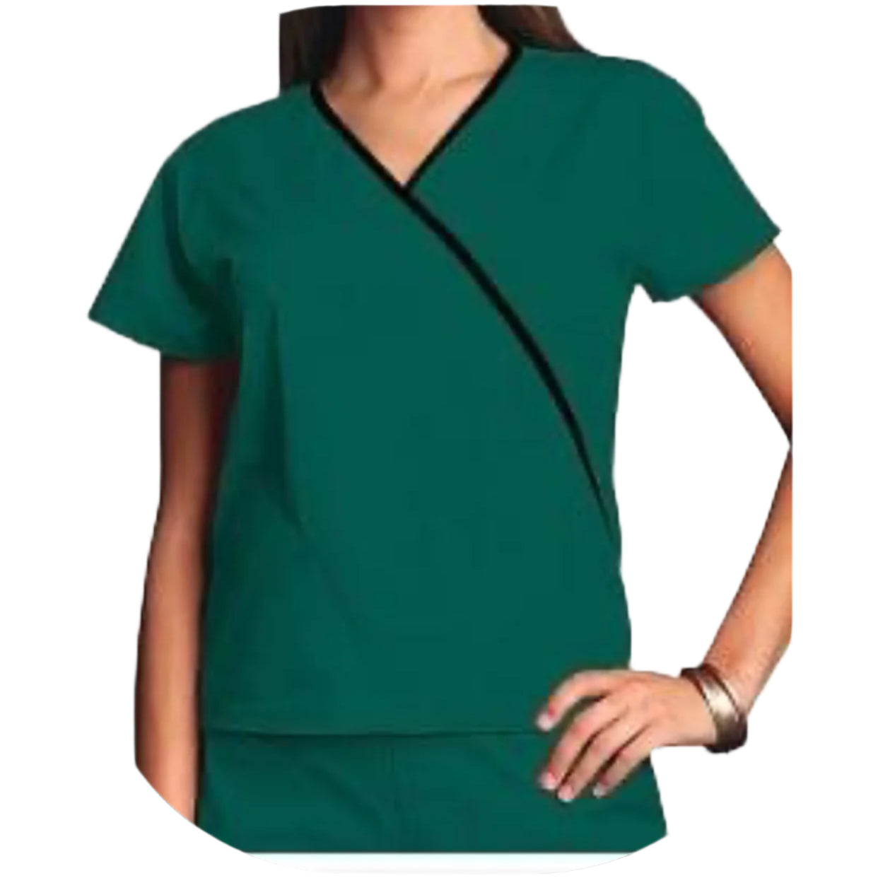 Cherokee Mini Wrap Contrast Solid Scrub Top